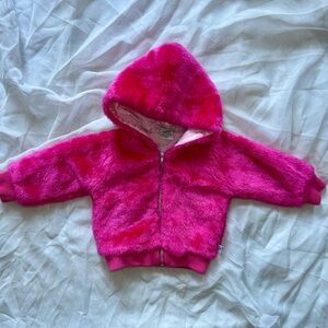 12m Sesame Beginnings Pink Faux Fur Zip Up Hoodie